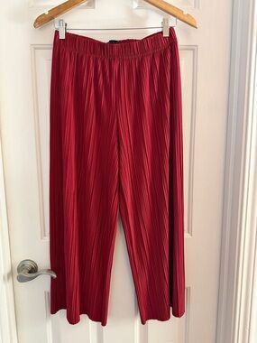 Sanctuary Red Pleated Wide-Leg crop Pants XS